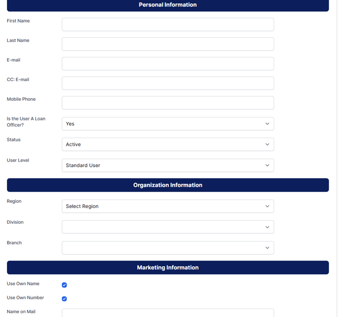 New User Creation Form